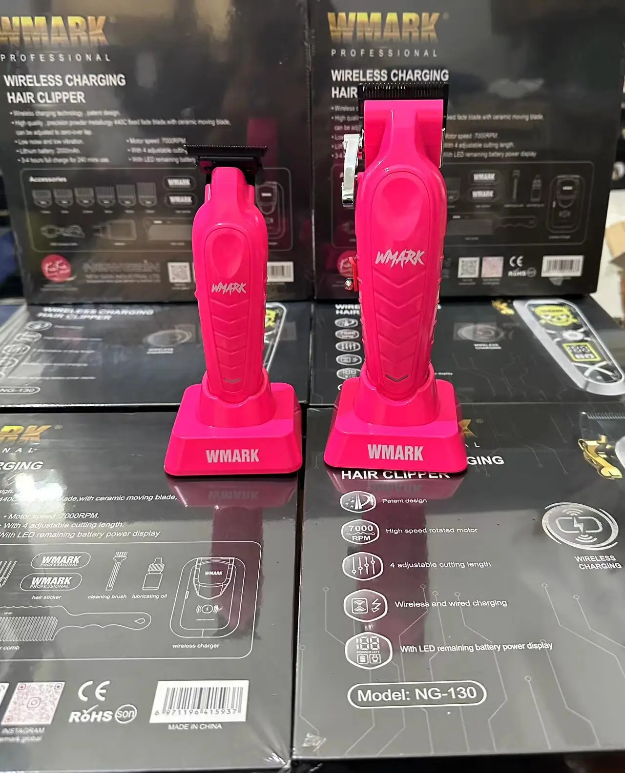 Máquina de cortar cabelo WMARK NG-139 + NG-339 cabeça de óleo elétrica clippers venda quente base de carregamento salão de cabeleireiro especial