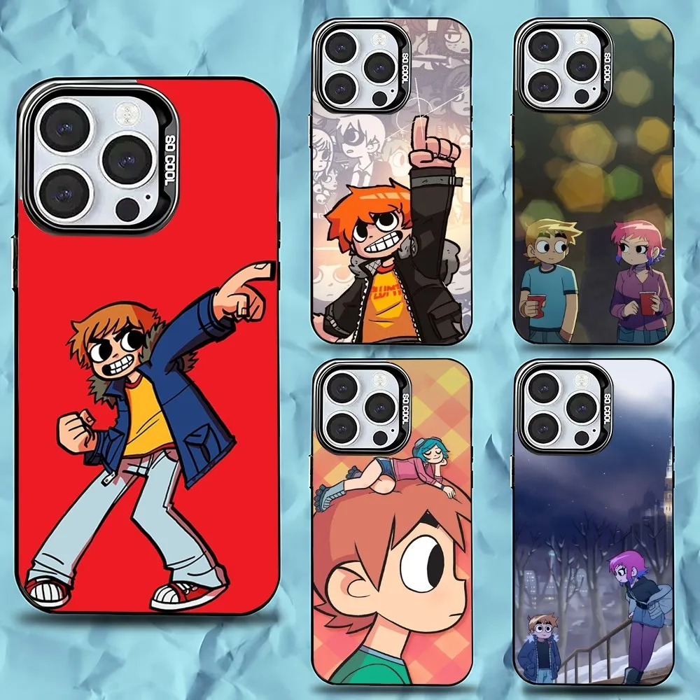 

Cartoon Scott Pilgrim Phone Case For iPhone 16,15,14,13,12,11,Pro,Max,Plus,Mini,XS,SE Anti Fall Black Matte Hard Bumper