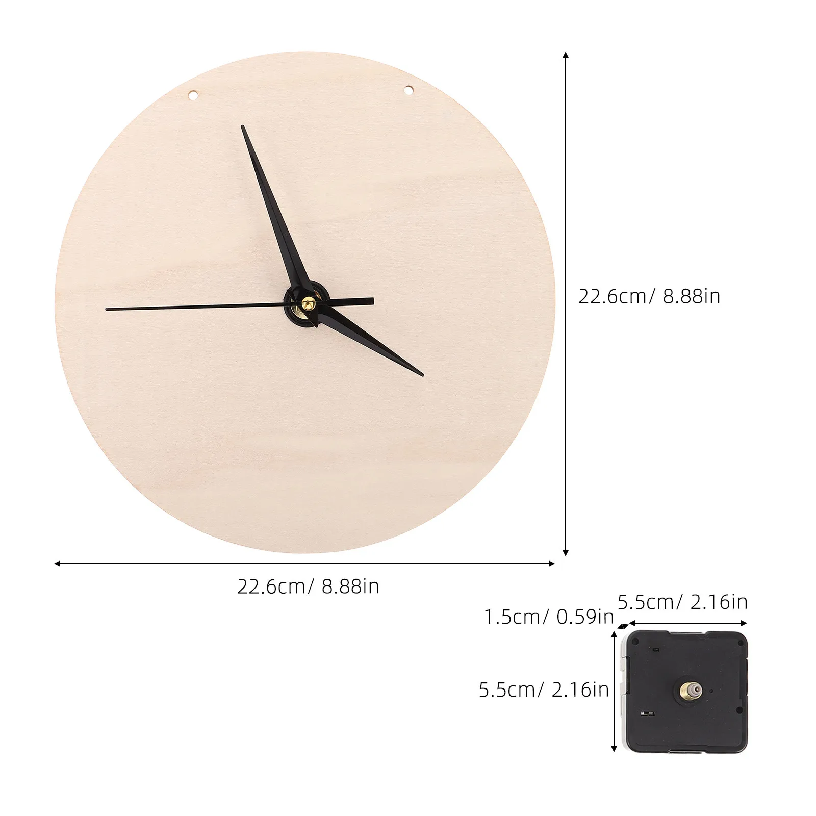5Set Wood Clock Face Blank Round DIY Dial Replacement Painting Clock Board Kit Silent Movement for Kids Bedroom Decoration - view 2