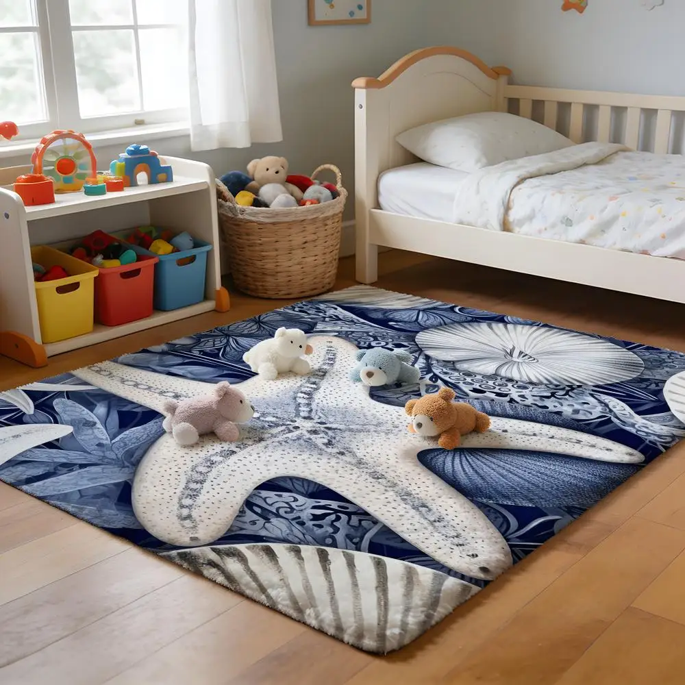 

Floor Mat Soft Flannel Rug Non-Slip Absorbent Mat for Bathroom Bedroom Home Decor Bloom in Blue Morning Glory Bluebell