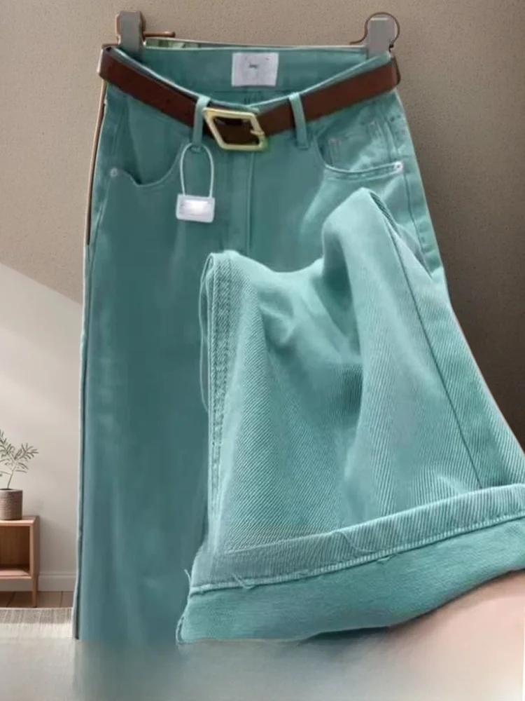 

High Waist Wide Leg Jeans Women's Spring Autumn Soft Light Colored Loose Slimming Long Pants Drapey Casual High Waist Jeans