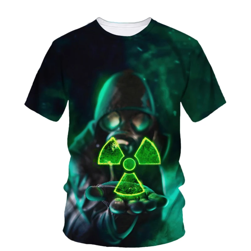 Nuclear Contamination Leak Sign 3d Printed Summer Men'S T-Shirt Fashion Street Quick Dry Hip Hop Short Sleeve O Collar Loose Top