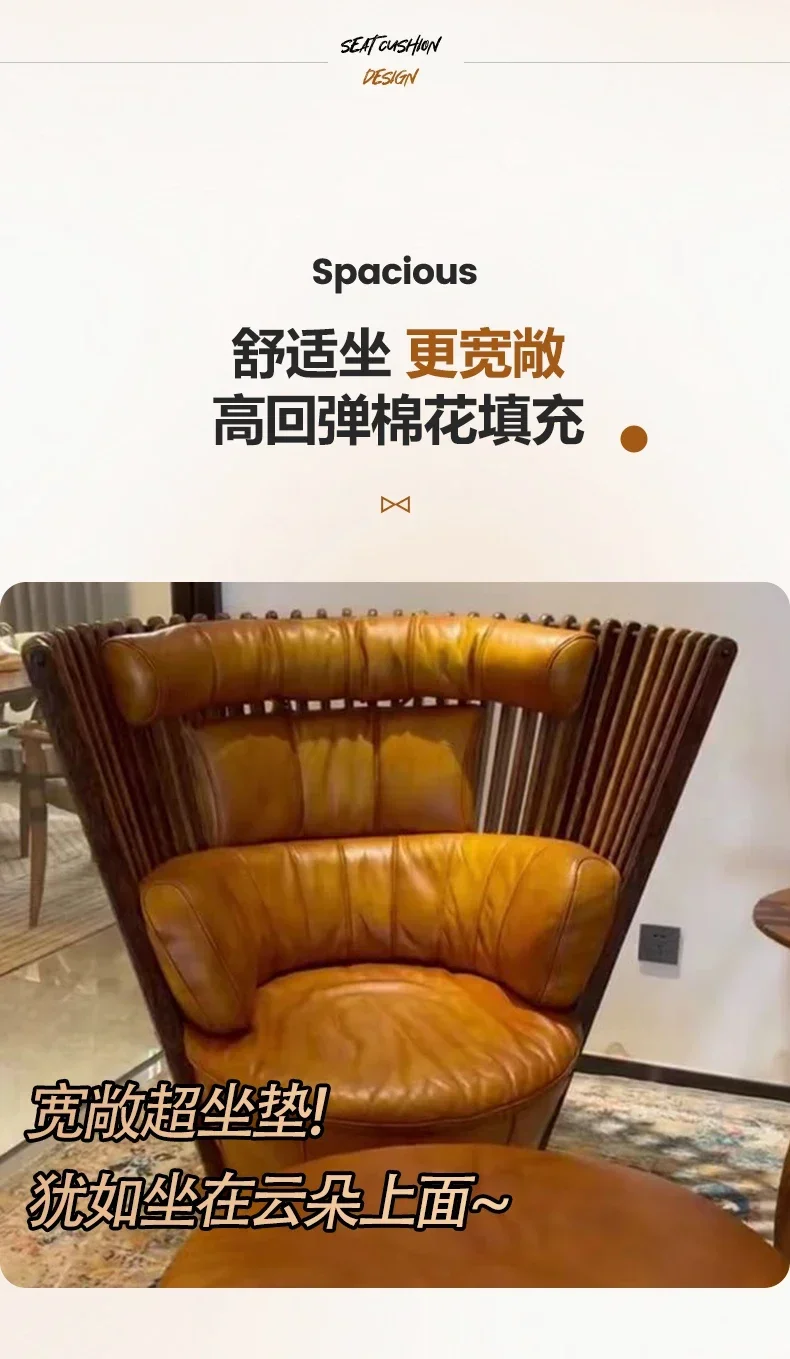 TTTTSingle Sofa Chair, Leather Art, Swivel Chair Large Apartment Medieval Furniture Contact Surface Leather