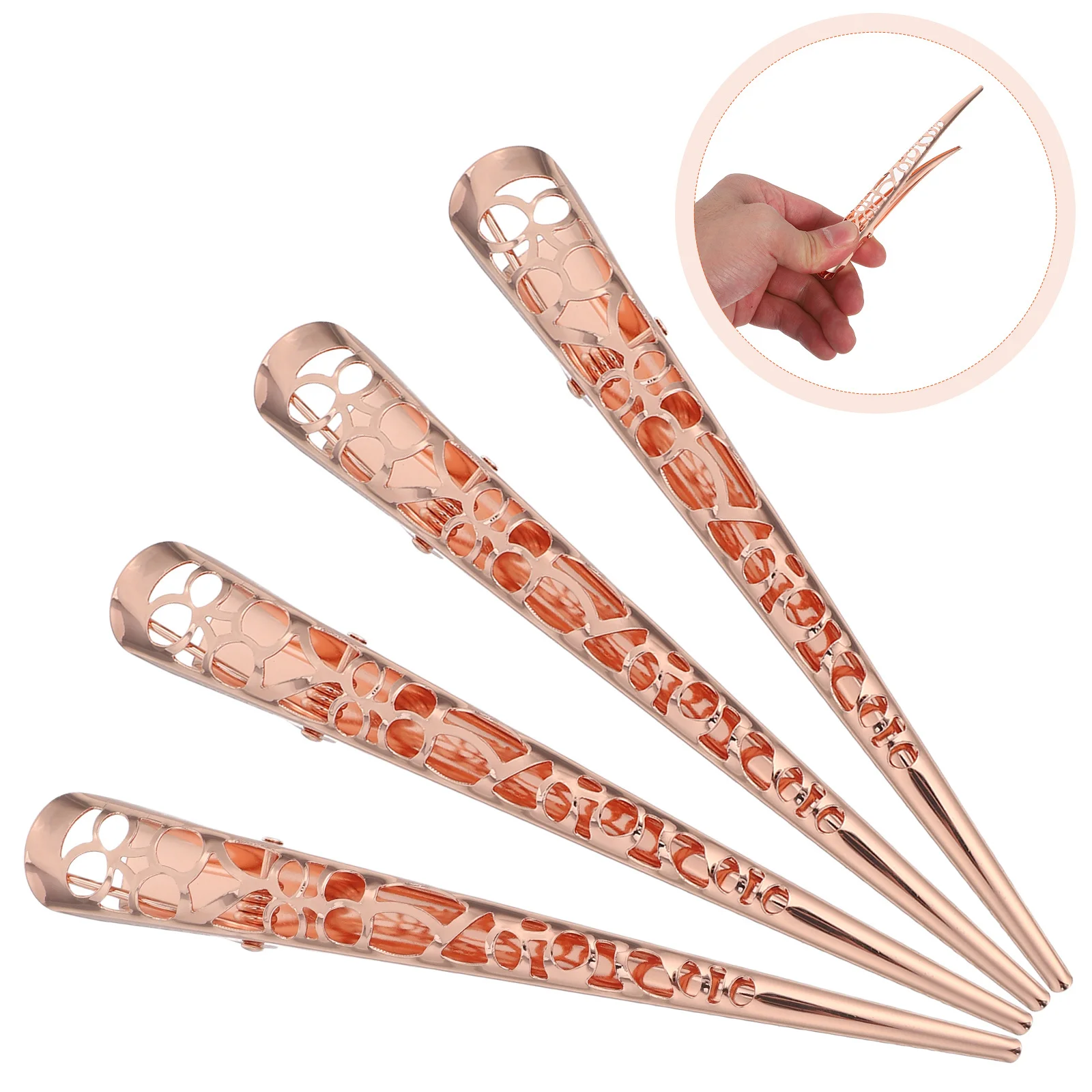 

4Pcs Metal Hair Barrettes Hollow-Out Design Hair Clips for Women Secure Grip Styling Hairpins Wedding Party Casual Wear