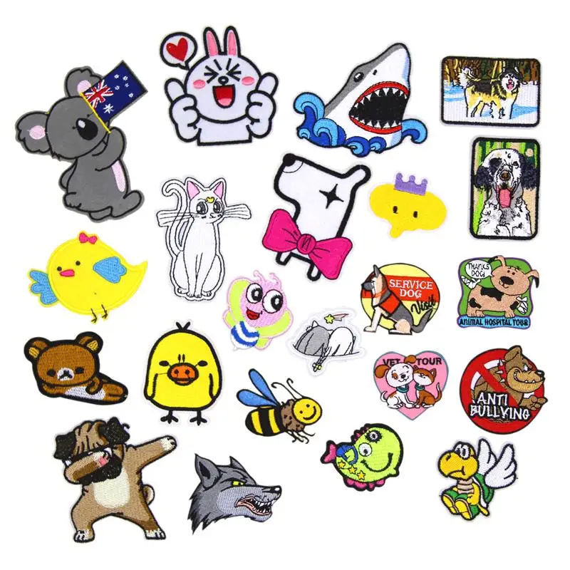 New Arrival 10 Pcs Animal Embroidered Patch Iron On Motif Applique Fabric Clothing Hat Bag Shoe Repair Embroidery Accessory