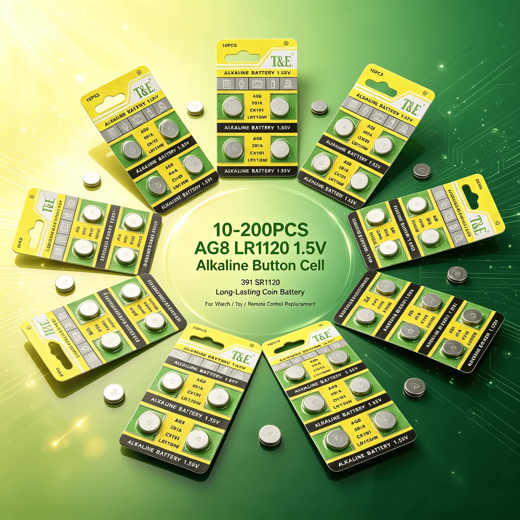 10-200PCS AG8 LR1120 1.5V Alkaline Button Cell 391 SR1120 Long-Lasting Coin Battery For Watch Toy Remote Control Replacement