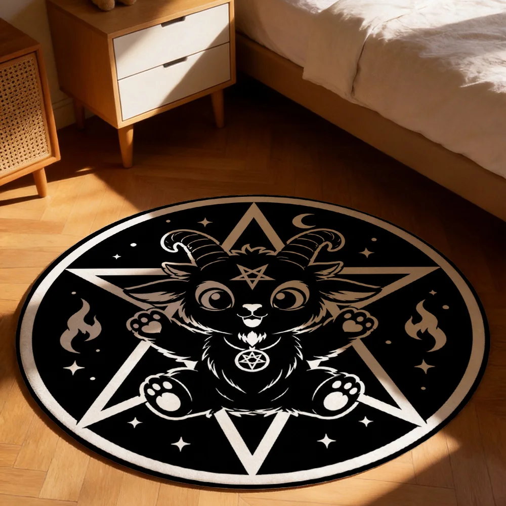 Mystic Devil Puppy Steal Heart Halloween Witchy Boho Bohemian Tarot Magic Area Rug Floor Mat