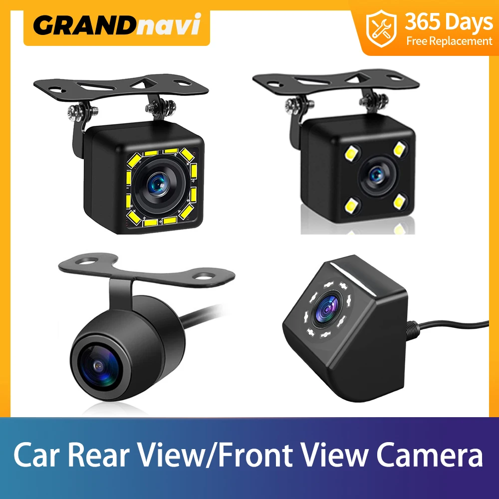 Grandnavi Car Front/Rear View Camera 4LED 12LED Night Vision Reversing Auto Parking Monitor CCD Waterproof 170 Degree HD Video