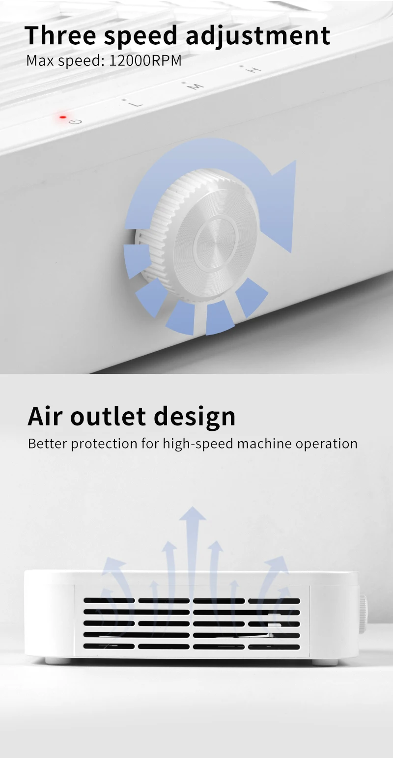 Suction Nail Vacuum Cleaner Manicure 120W Turbine Brushless Cleaner for Manicure Low-noise Dust Collector Fan Vacuum Cleaner