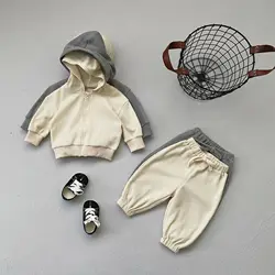 Autumn Children's Sets 2023 Korean Child Boys Girls' Hooded Zipper Sweater Pants Two Piece