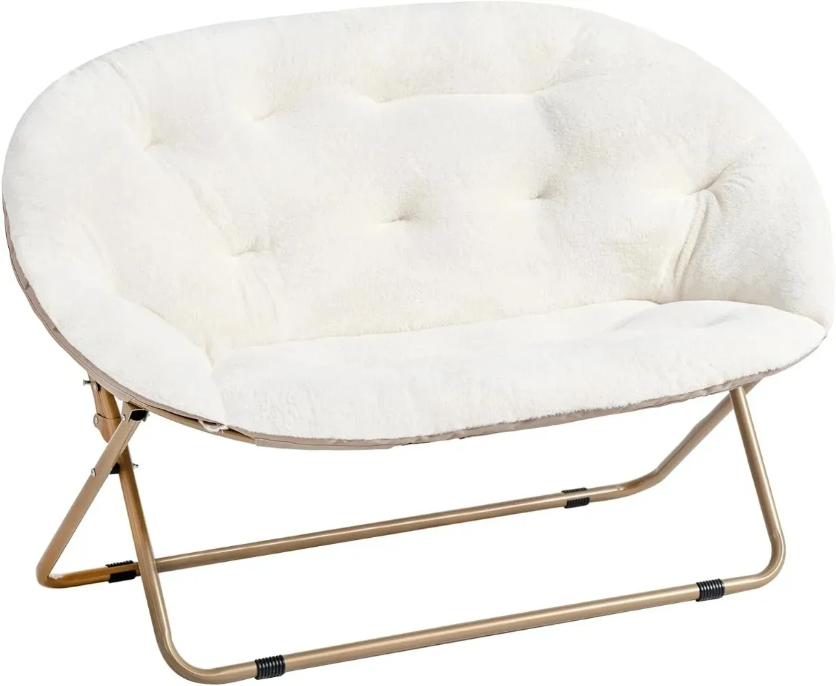 Modern Plush Oversized 2-Seat Saucer Chair, Folding Accent Chair, Lounge Lazy Chair,for Bedroom, Living Room, Dorm Rooms