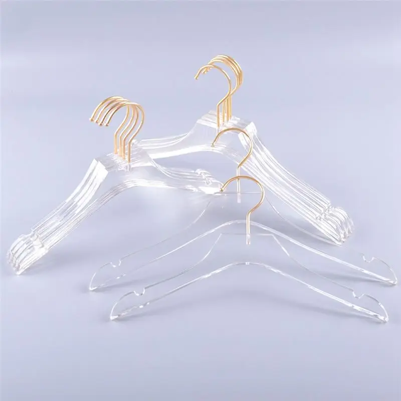 BHBD-15 Pcs Clear Clothes Hangers With Gold Hook, Transparent Shirts Dress Coat Hanger With Notches For Lady Kids Small