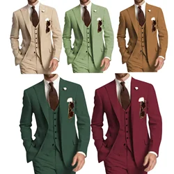 3 Piece Men's Wedding Suit Set ，dress Suit for Men，Business Casual，double-breasted，business Coat for Ceremony，Tailored Suits