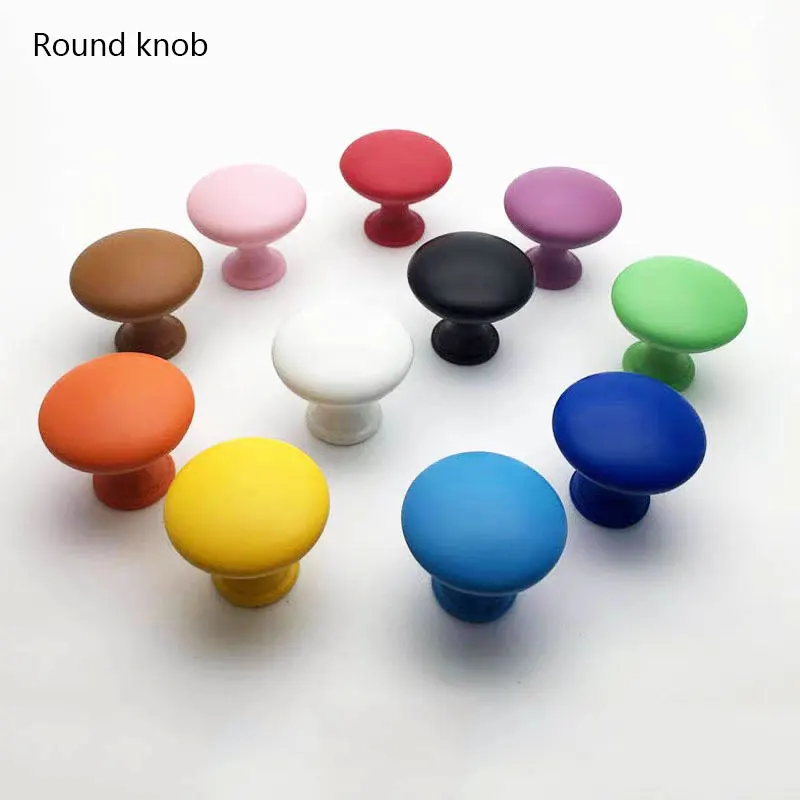 Modern Simple Colorful Wardrobe Door Pulls Children\'s Room Cabinet Handles Kitchen Cupboard Knobs Zinc Alloy Furniture Hardware