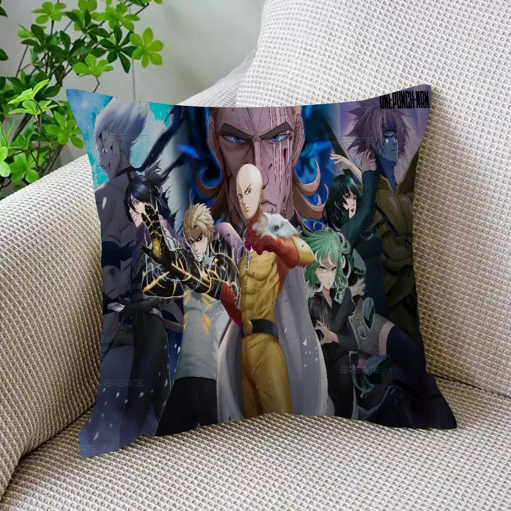 Superhero Anime One Punch Man Pillow Covers Cartoon Sofa Decorative Home Double-sided Printing Short Plush Cute Cushion Cover