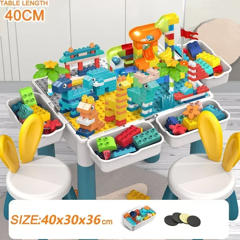 Children's Building Blocks Table Desk Large Granules Assembly Multi Functional With Storage Box Educational Toys 2-3 Years Old