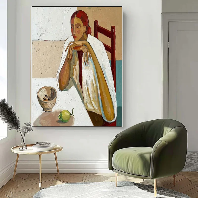 

Картина Mhemyo: большая абстрактная фигуративная живопись в стиле экспрессионизма, современная оригинальная ручная работа на холсте для гостиной и домашнего декора.