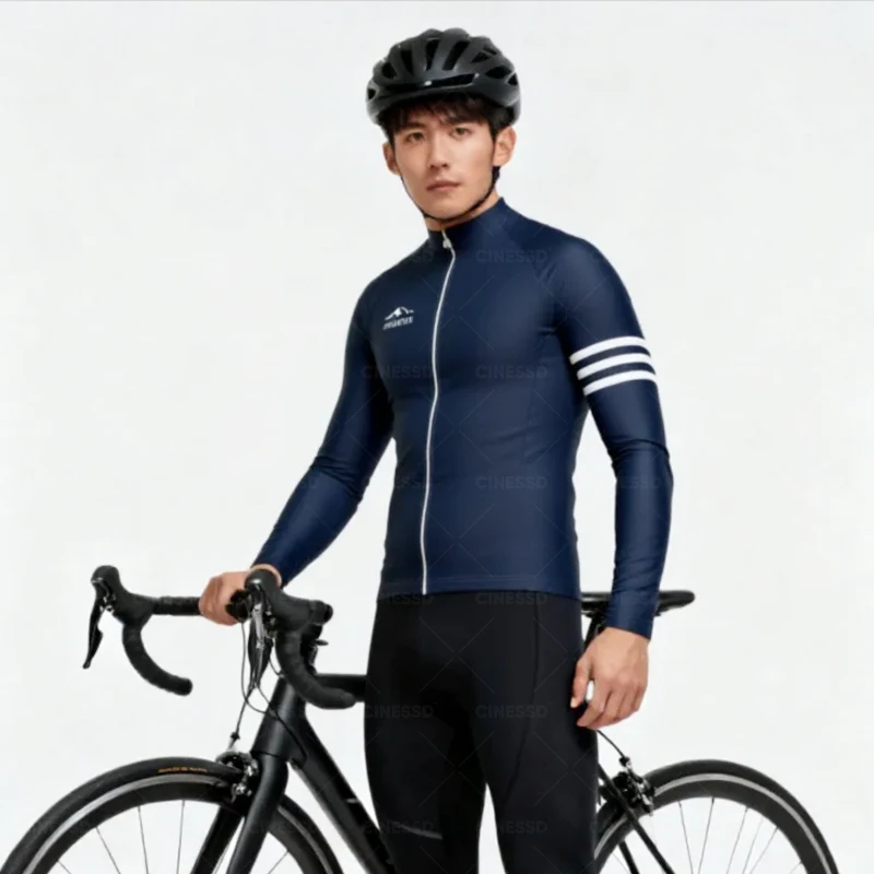 

CINESSD Cycling Jersey Sets Winter Thermal Fleece Bicycle Jersey Long Sleeve Jersey Men's MTB Road Bike Clothing Sportswear Suit