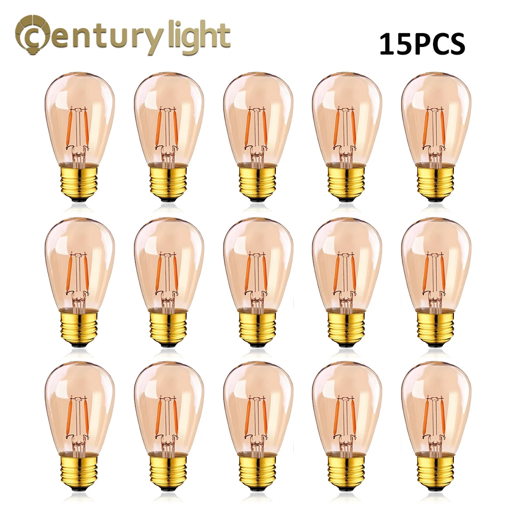 빈티지 에디슨 LED 전구, S14, 1W, E27 앰버 전구, 따뜻한 흰색, 10W, 갈랜드 펜던트 조명 장식용 백열등