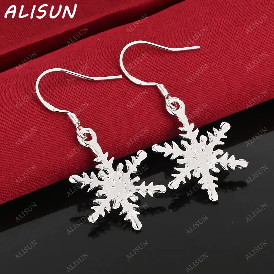 

ALISUN 925 Sterling Silver Snowflake Earrings Drop Earrings Fashion Jewelry Charm Grace Noble Wedding Accessories