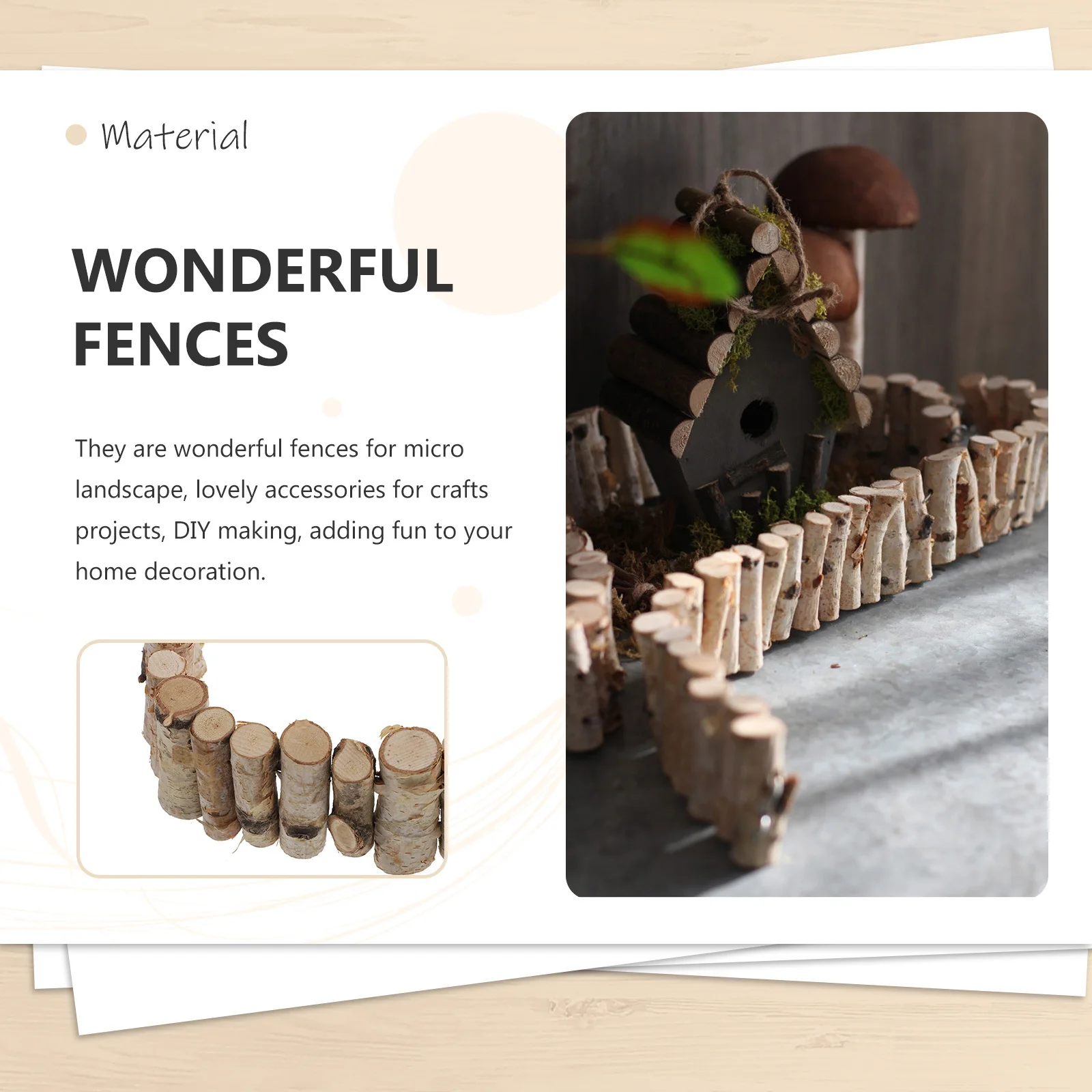 

1Pcs Miniature Wooden Garden Fence Durable Micro Landscape Decor for Fairy Gardens Plant Pots Photography Props
