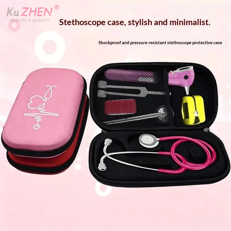 1pc Carrying Case  Travel Portable  Stethoscope Storage Box First Aid Kit Mesh Pockets Case For Littmann Cardiology Stethoscope