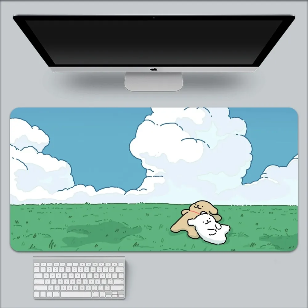 Kawaii Line Dog Mouse Pad Large Gaming Compute Gamer PC Keyboard Mouses Mat