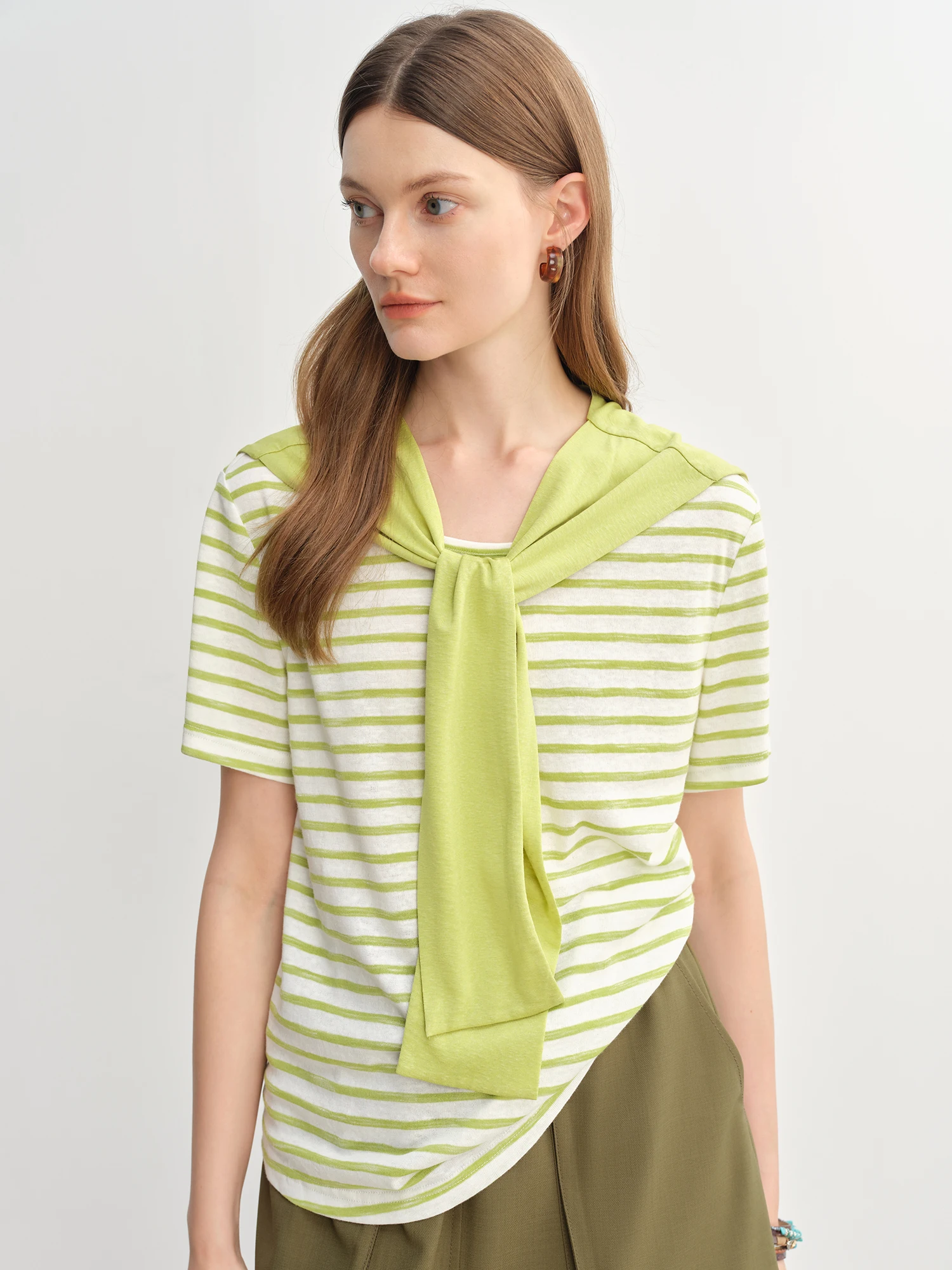 DUSHU Temperament Striped Casual Suit 2025 Summer New Arrival Age-Reducing Slimming Tops and Skirts 25DS82877+25DS82878
