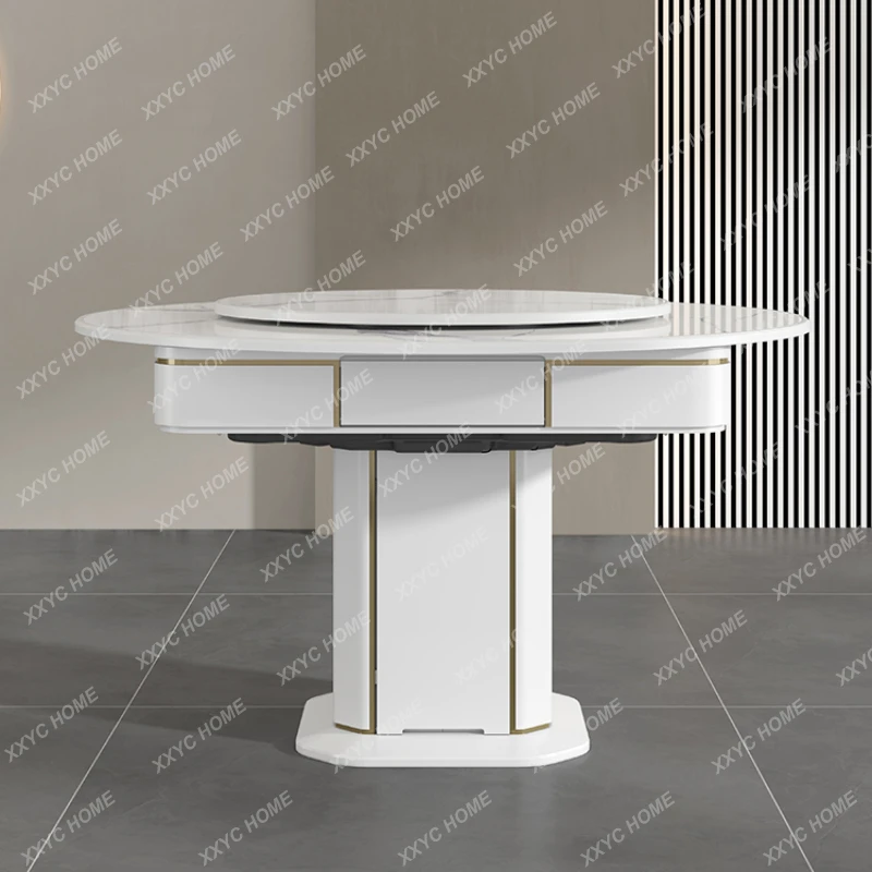 

round Solid Wood Mahjong Table Large Desktop Table Fully Automatic Mahjong Machine Dining Table Dual-Use