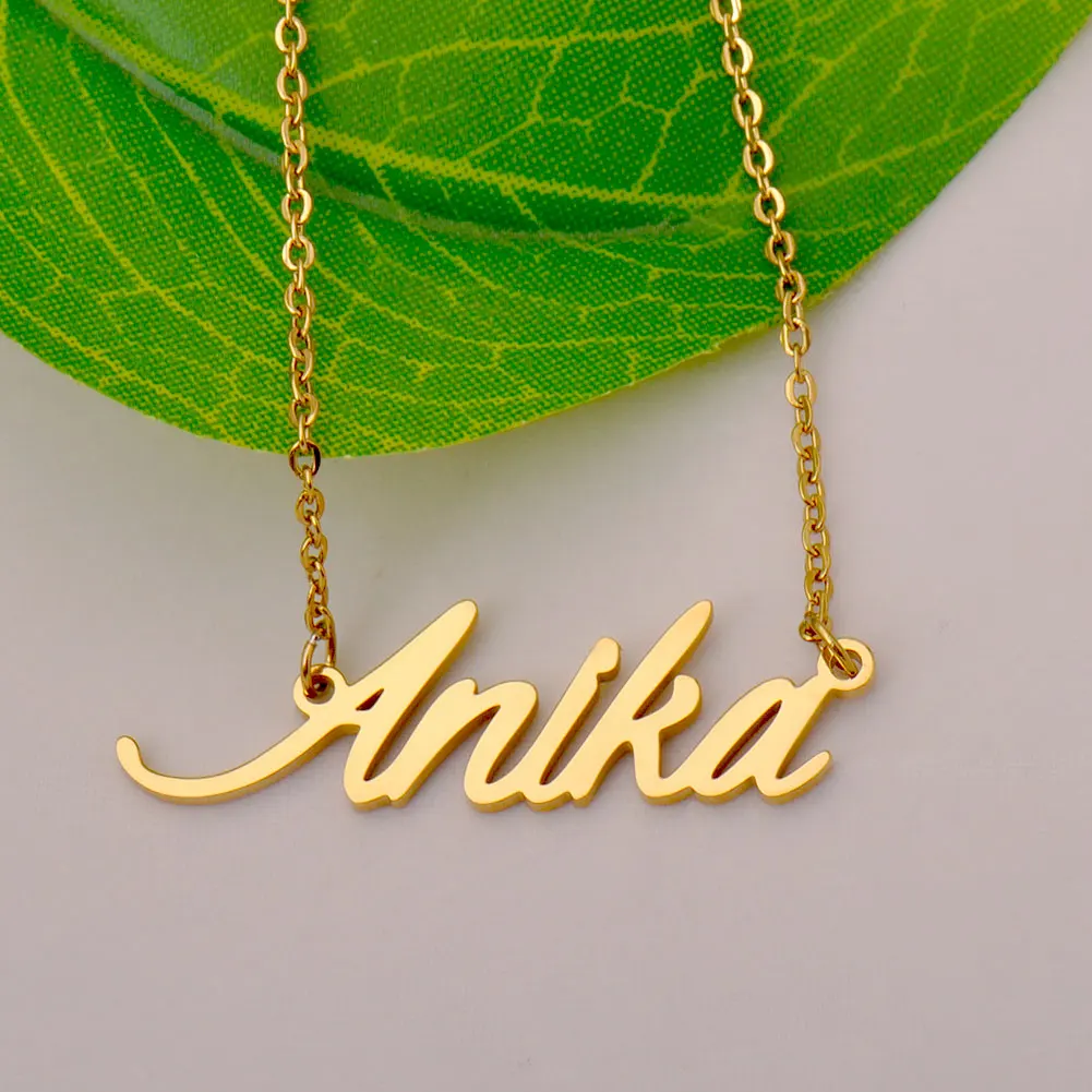 

GR859C Anika Name Necklaces for Women Stainless Steel Gold Plated Pendant Femme Mothers Jewelry Gift