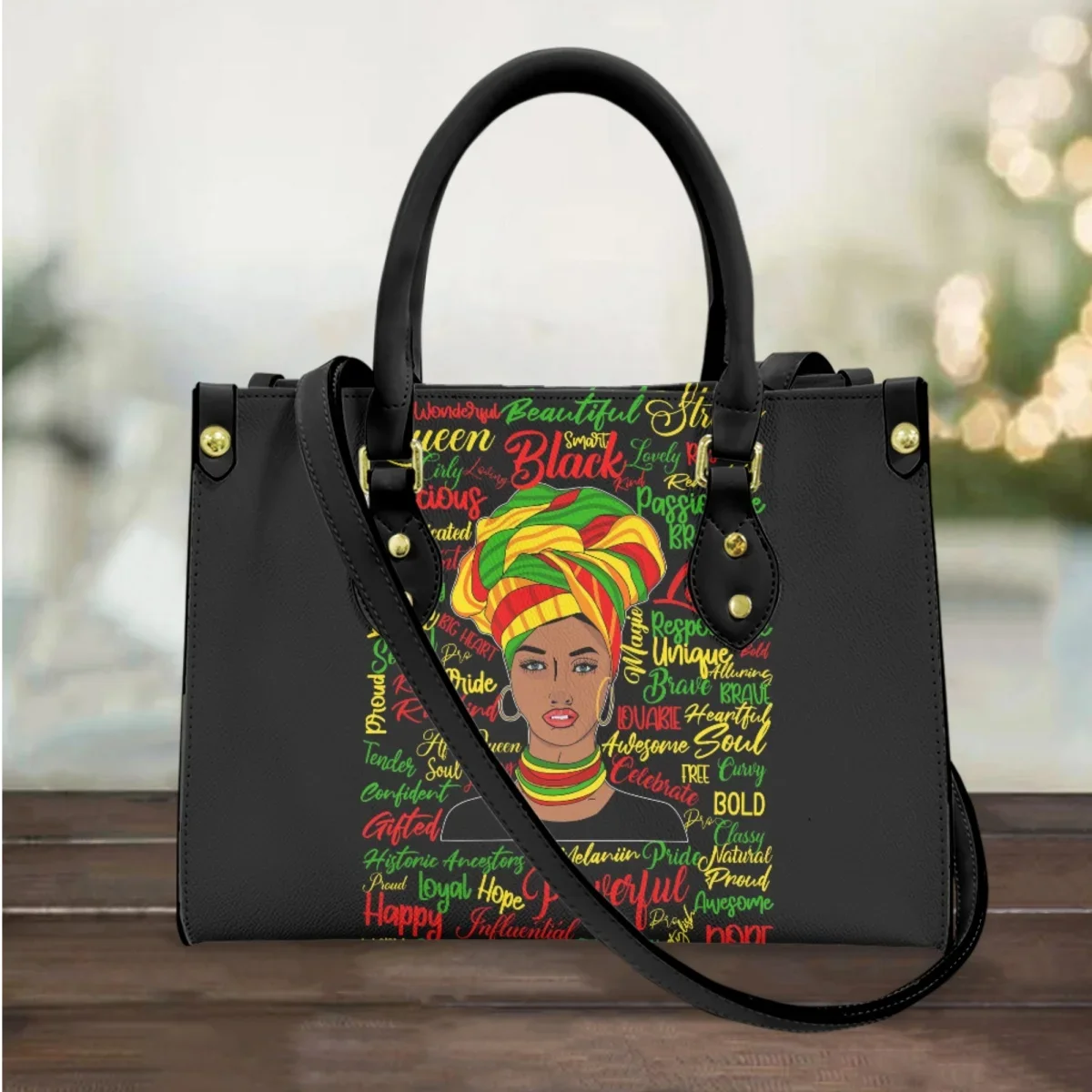 

Creative African Woman Culture Designer Casual PU Leather Shopping Bag Trend Top Handle Messenger Bag Handbags Female Girls Gift