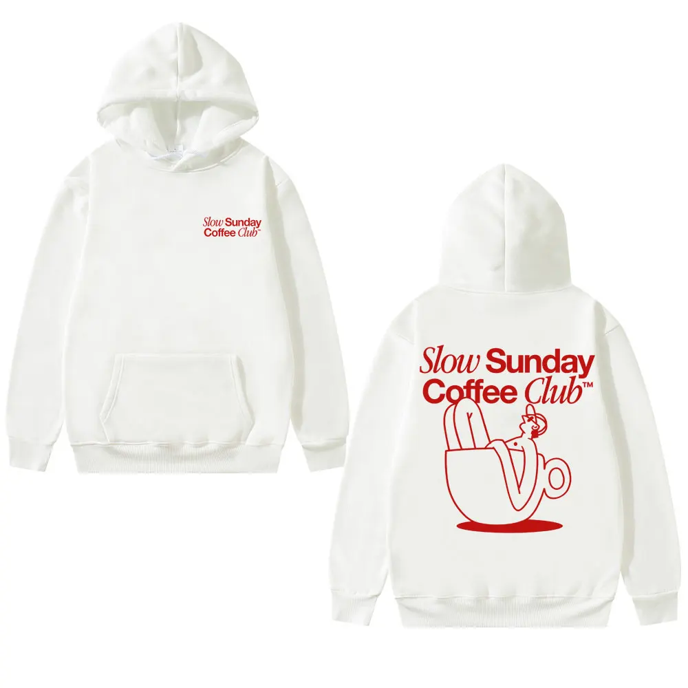 

Slow Sunday Coffee Club Funny Meme Hoodie Men Women Clothing Casual Vintage Sweatshirt Male Fleece Oversized Pullover Streetwear