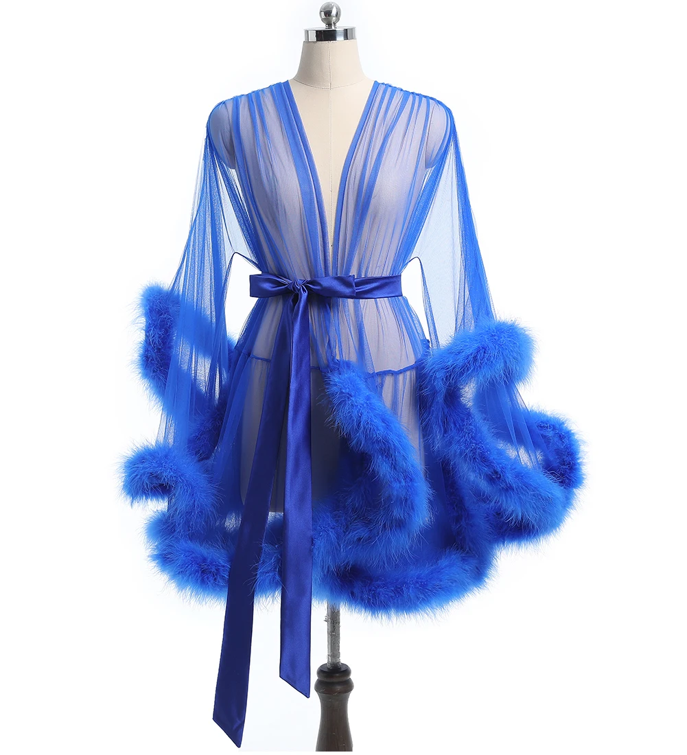 Robe Courte en Plumes pour Patients, Boudoir en Tulle Transparent, Costume d'Anniversaire