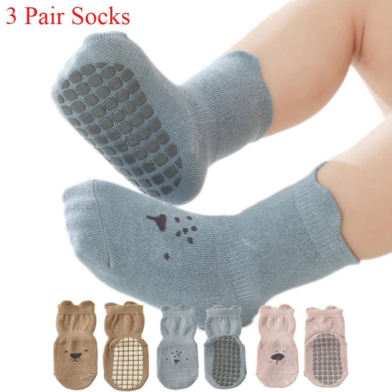 3/5/1Pairs/Lot Baby Socks Infant Newborn Anti-Slip Cotton Floor Socks For Girls Boys Cute Unisex Rubber Grips Toddler Socken