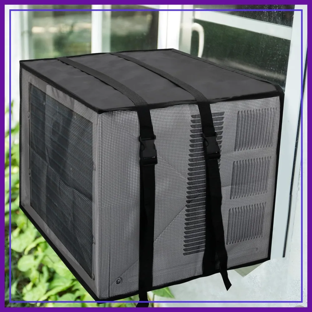 

Mesh Window Air Conditioner Cover Outdoor, Support AC Unit Work, Black Dust-Proof Waterproof Insulation