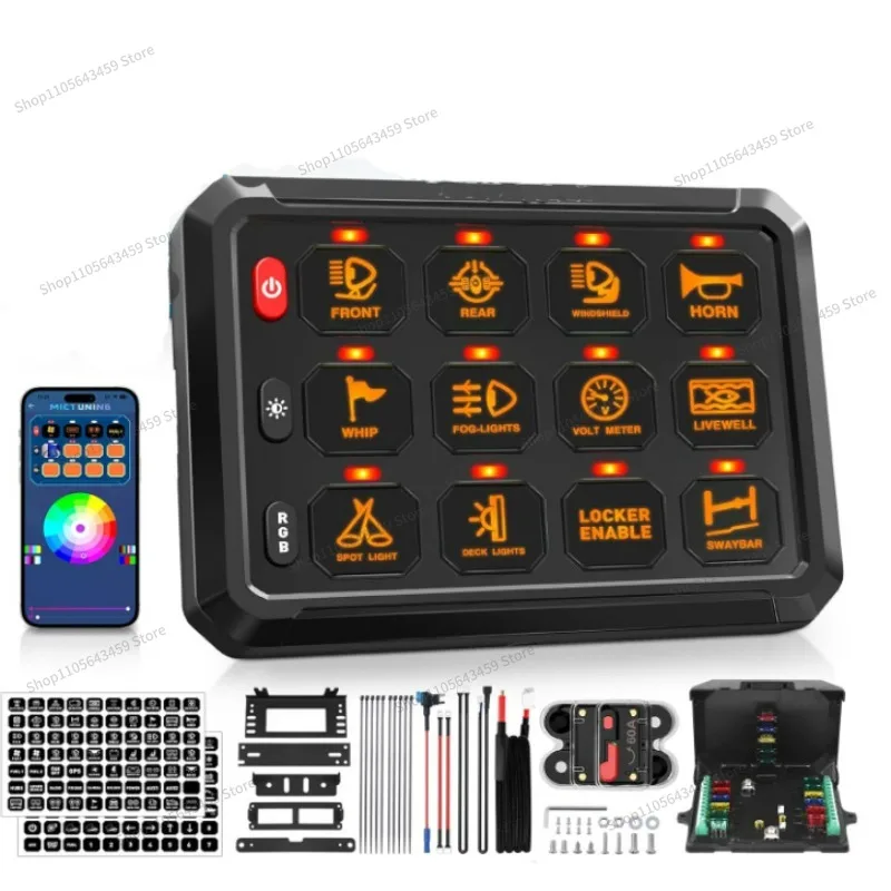 For Eight-button, Twelve-button Touch Switch Panel, Mobile Phone Bluetooth APP Control Modified General RV Yacht RGB Adjustable
