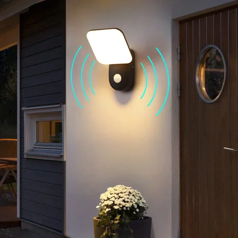 Wall Lamp Outdoor Garden Waterproof Illuminate Porch Light Home Courtyard Rotatable Lamps for Room Decor Sensor LED Lights