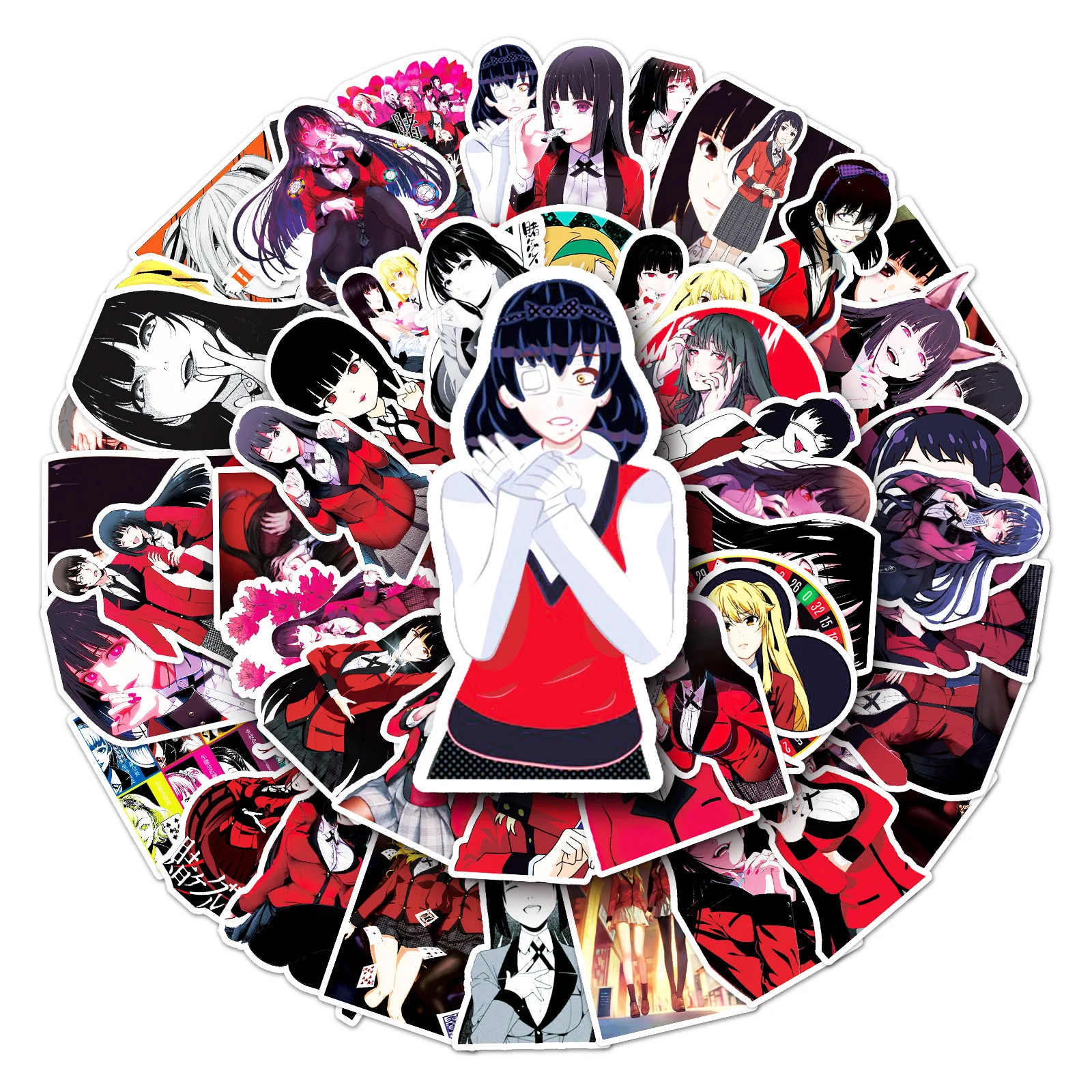 50pcs Japanese Anime Kakegurui Jabami Yumeko Series Graffiti Stickers Suitable for Wall Room Decoration DIY Sticker Pack