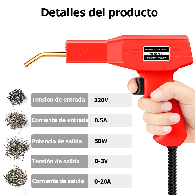 MicroData سيارة الوفير إصلاح الشعلة البلاستيك لحام الحرارة دباسة الوفير طقم تصليح البلاستيك إصلاح سبيكة لحام مع 200 قطعة الأظافر #6