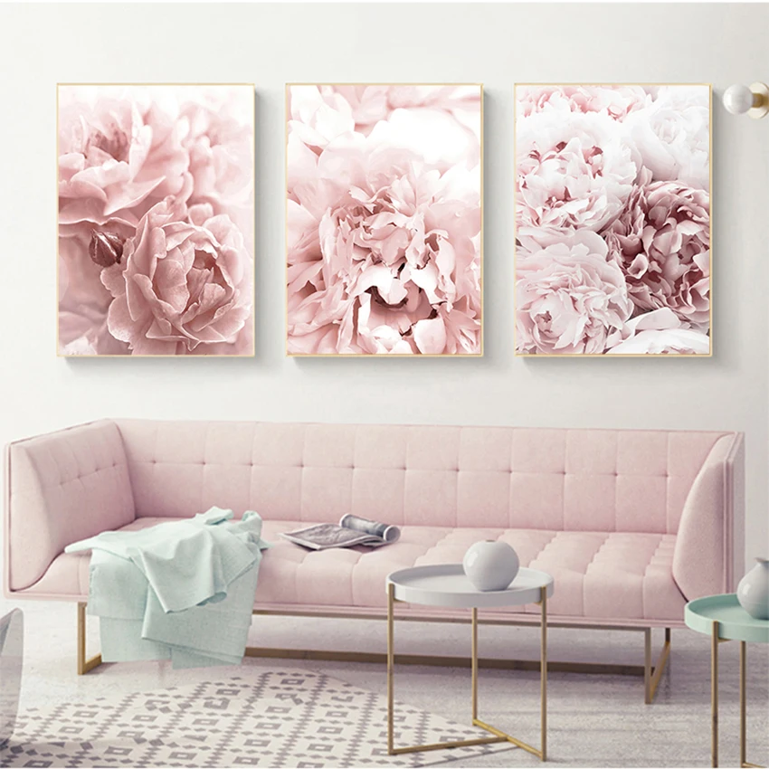 Picture Scandinavian Wall Art Living Room Decor Flower Poster Peony Print Roses Floral Canvas Painting