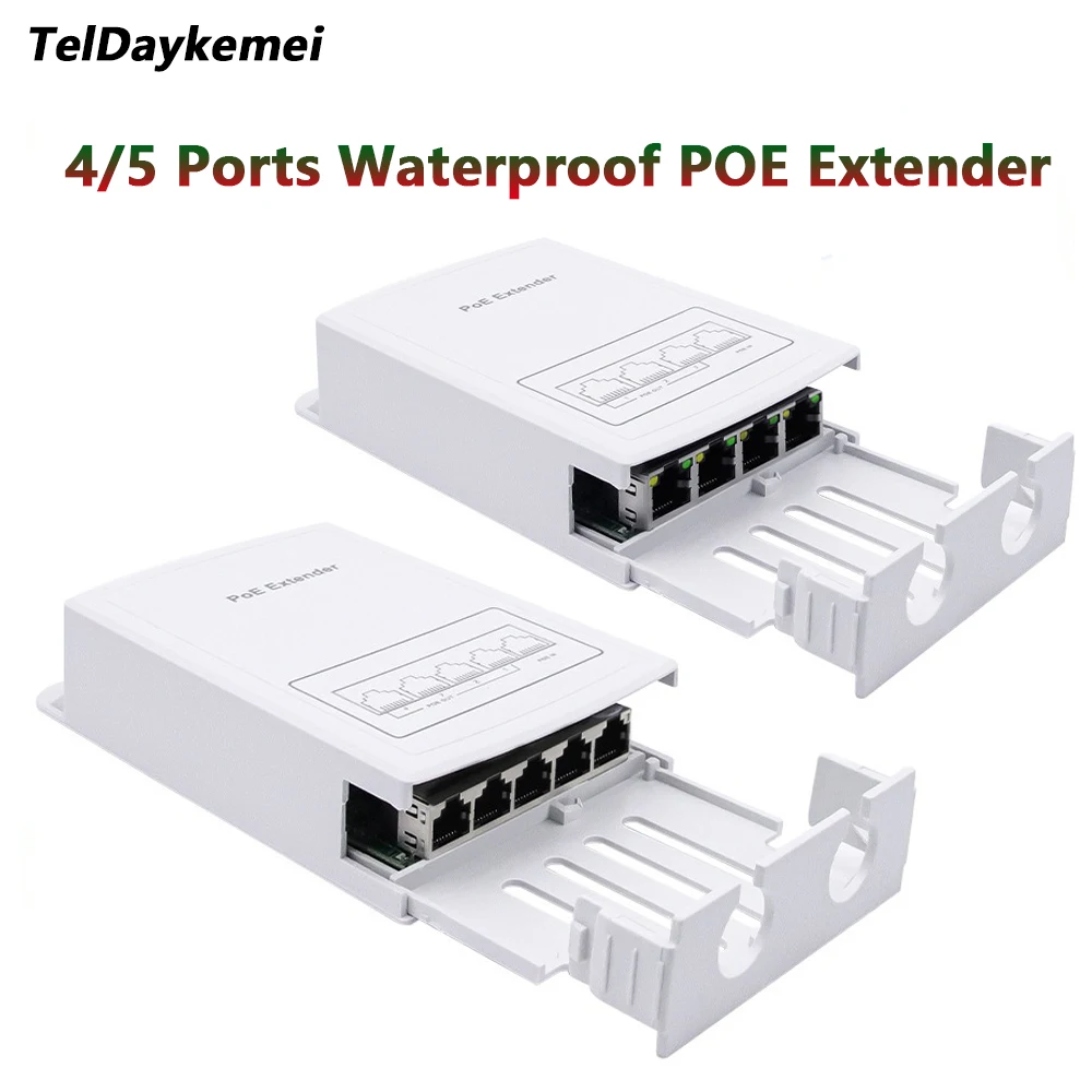 3/4/5-Port Wasserdichter POE-Extender 4-Port-Repeater 100/1000Mbps Outdoor-Netzwerk IP55 VLAN 44-57V für POE-Kamera Wireless AP