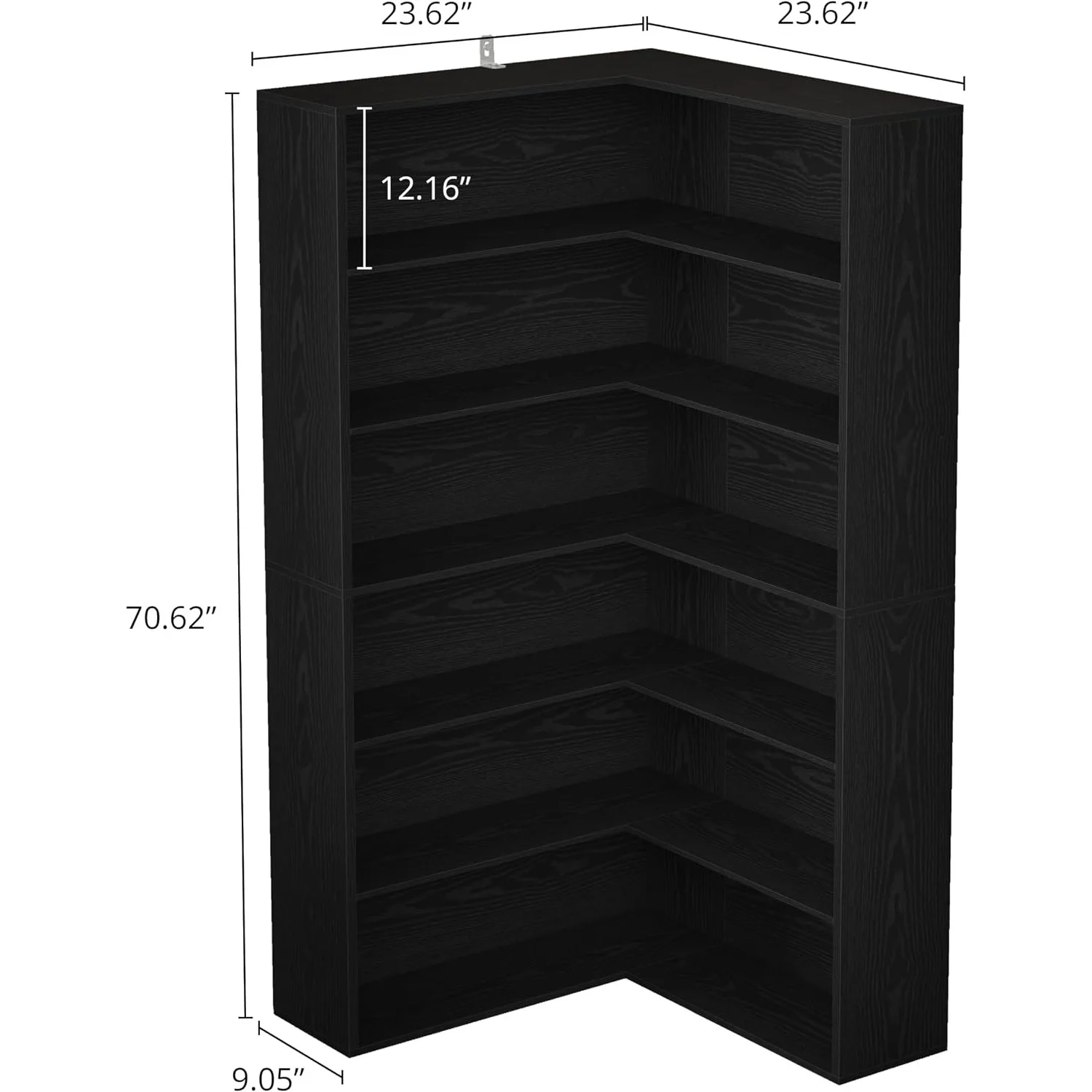 Corner Bookshelf, 6 Tiers Corner Shelf with Baffles Etagere Rack