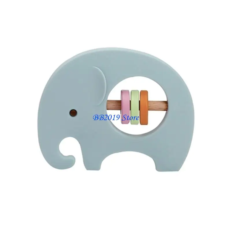 Q0kb per bambini silicone teether elefante tintinnio bambino che apprende giocattolo per dentizione per neonati 3-36 m per