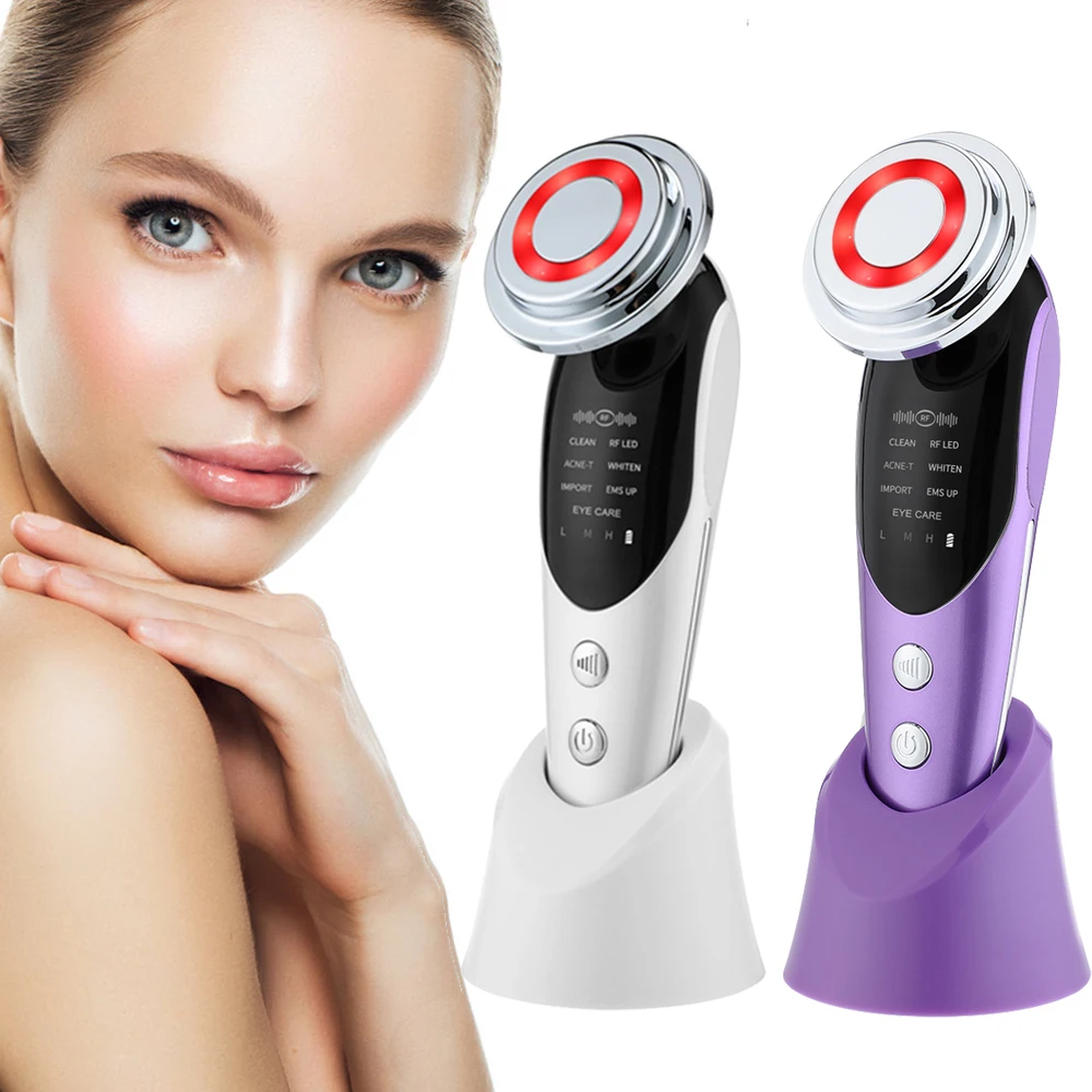 7 em 1 rf ems massageador facial ferramentas de cuidados com a pele face lift multifuncional dispositivo firme rejuvenescimento da pele remoção de rugas rosto beleza