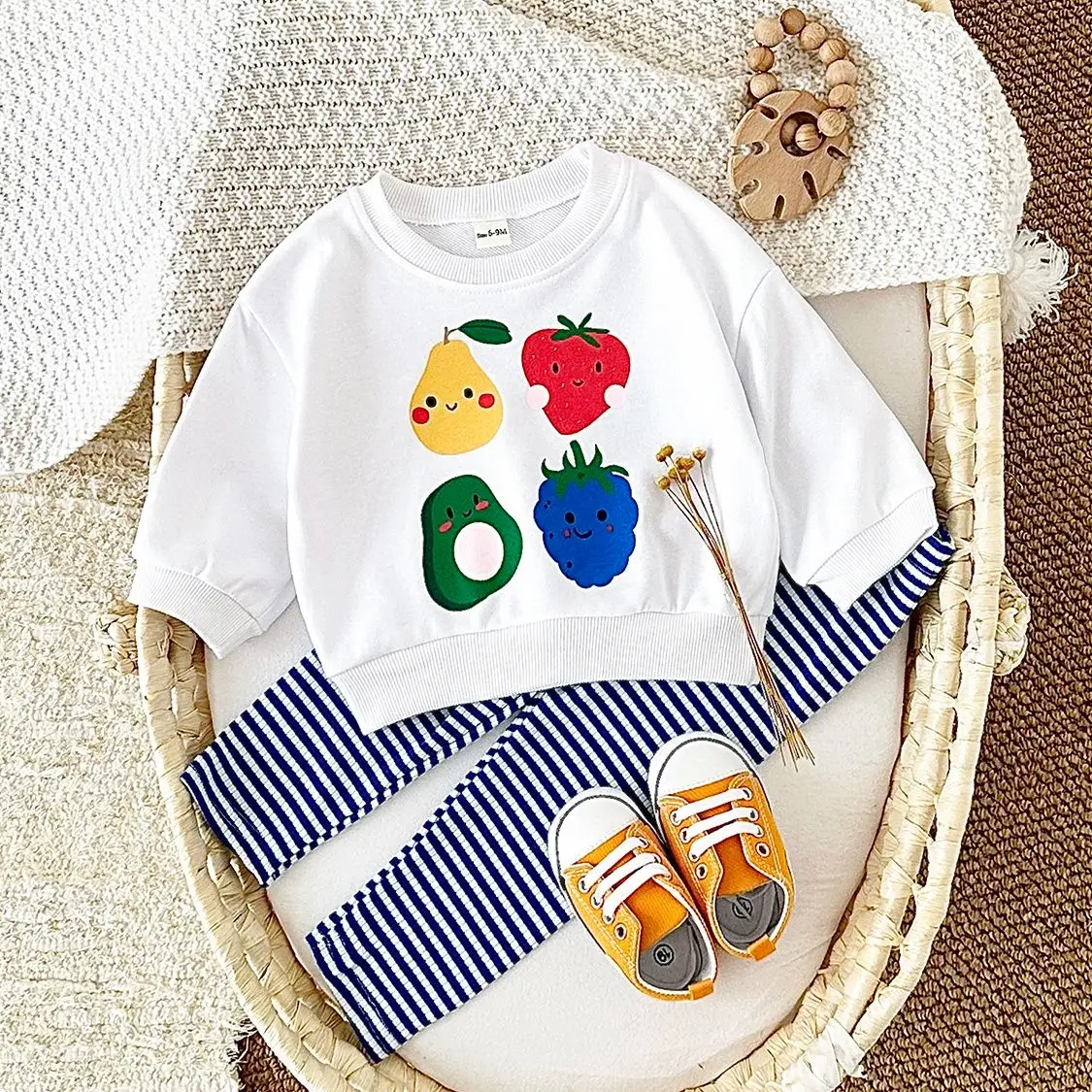 Newborn Baby Clothes Sets Spring Autumn 2Pcs Cute Children Clothing Pullover+Pants Fruit Print Long Sleeved Infant Boys Girls