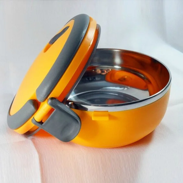 

Orange 650Ml Single-Layer Stainless Steel Thermal Insulation Lunch Box Portable Fold-Down Handle Dishwasher Safe For