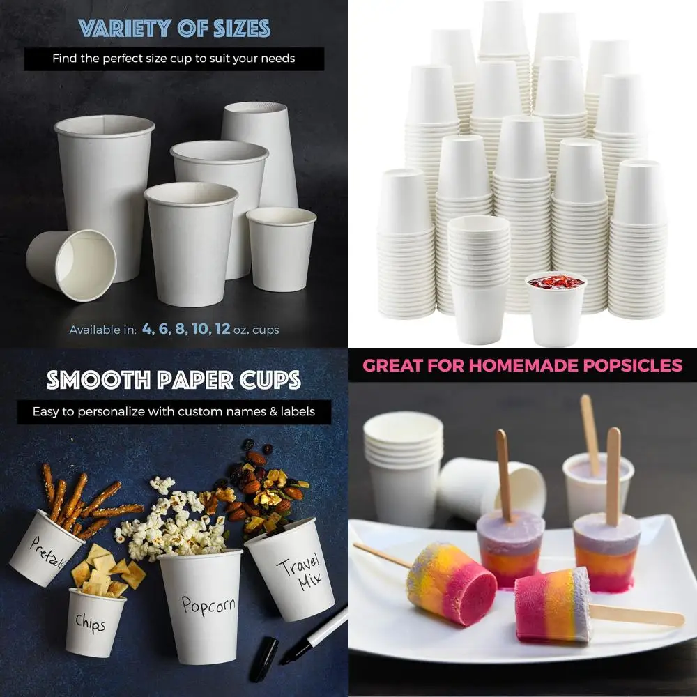

1000 Count White 4oz Disposable Paper Cups for Hot & Cold Beverages - Perfect for Parties and Water Coolers