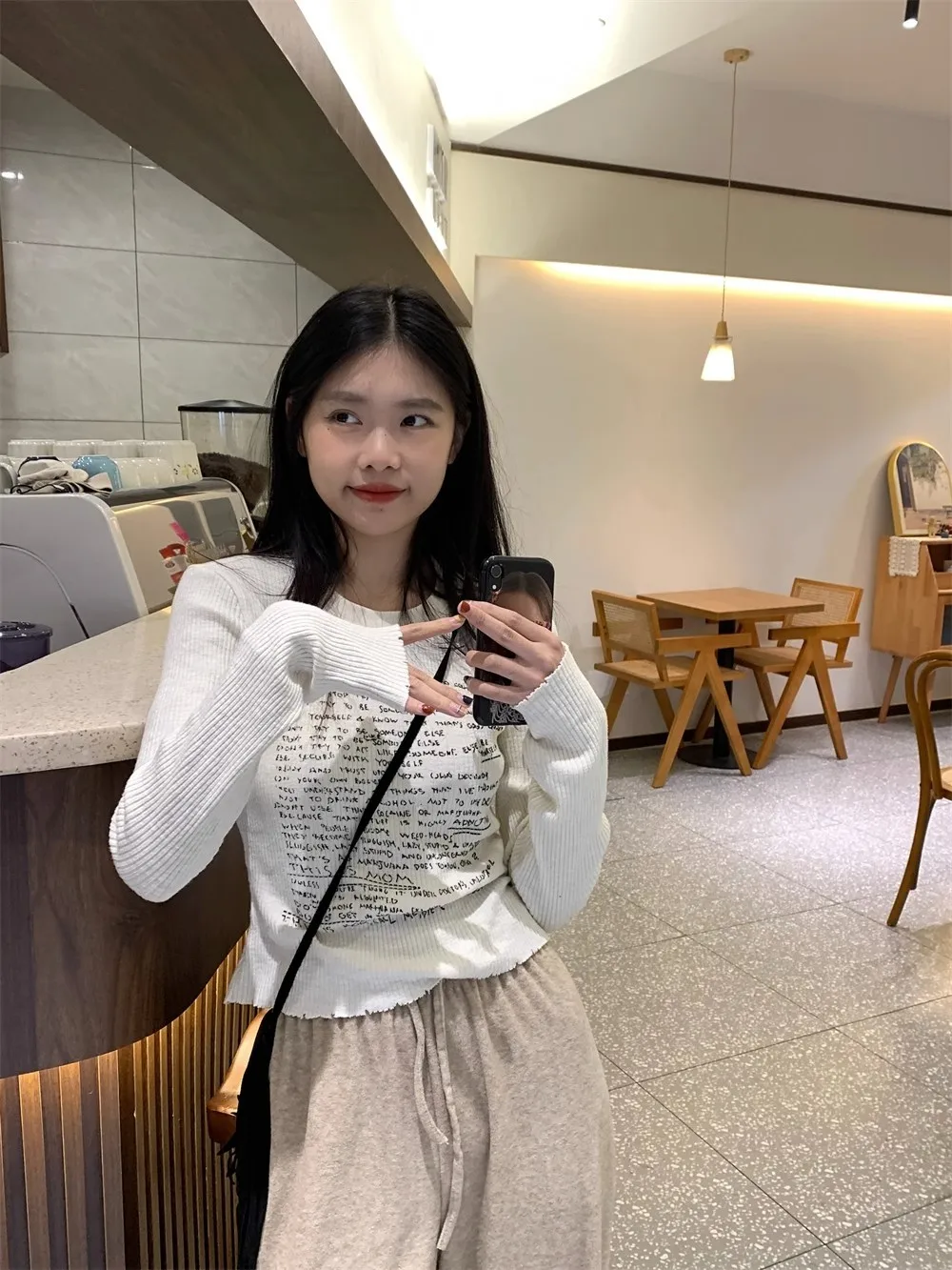 

Футболки с длинным рукавом, женские корейские сетчатые топы с рюшами, облегающие удобные осенние женские минималистичные молодежные повседневные шикарные повседневные футболки