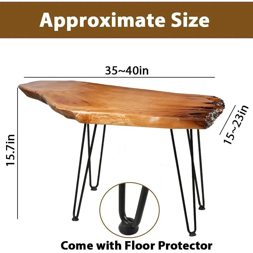 Natural Wood Coffee Table, Contemporary Table, Wood Tea Table for Living Room with Metal Legs, Clear Lacquer Finish Coffee Table