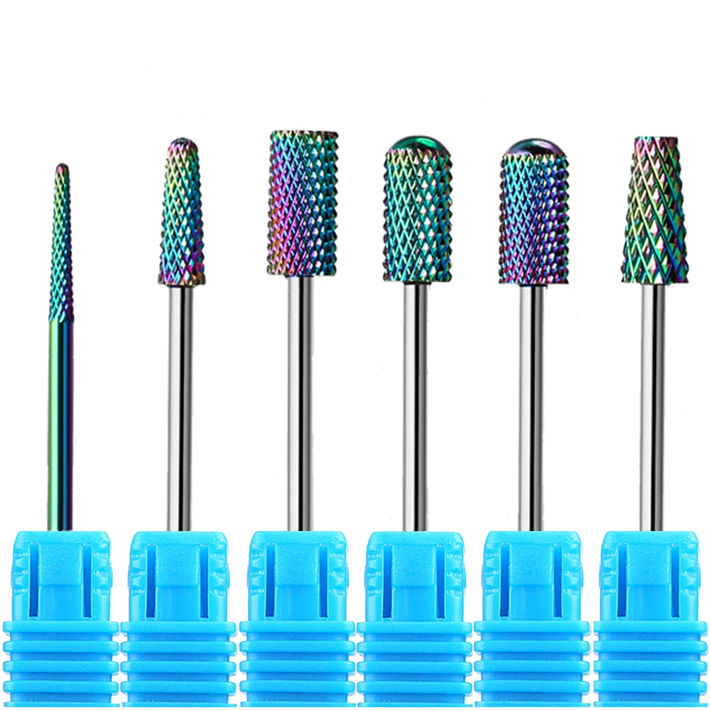 Foret à ongles en carbure de tungstène arc-en-ciel, coupe-ongles médical en acier inoxydable, nettoyage des cuticules, accessoires de perceuse à ongles, outils de soins